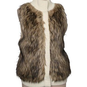 Michael Michael Kors  Cream Faux Fur Front Back Knit Vest Size M